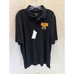 Core365 Mens Black Performance Polo Shirt Orange T Lighthouse Logo Size L NWT‎